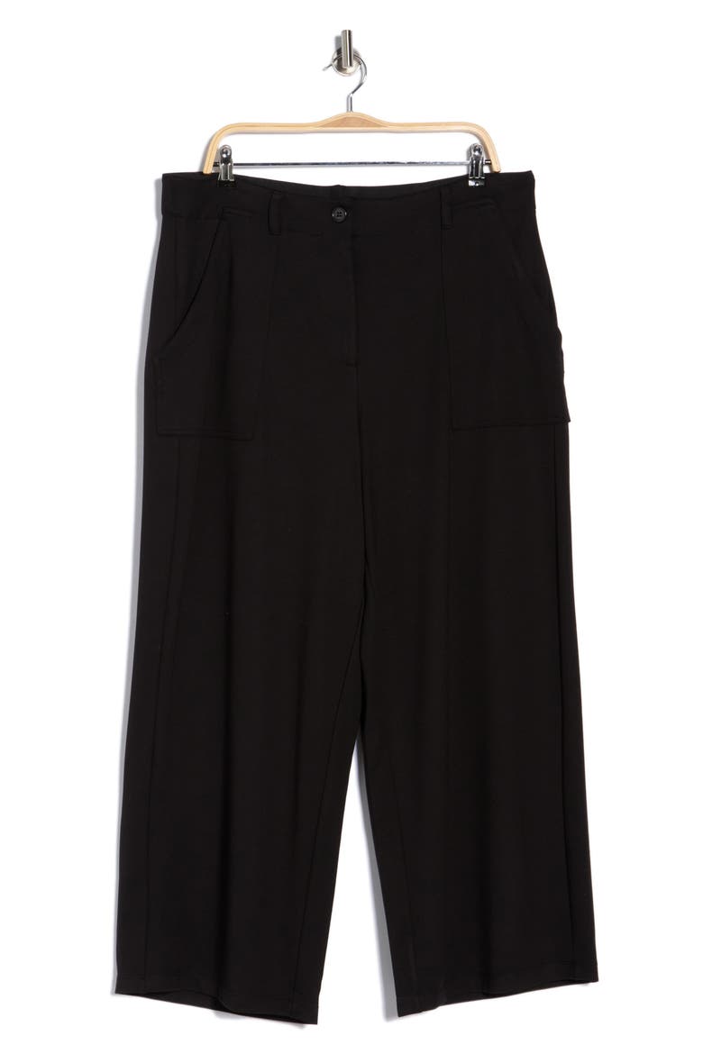 Utility Pocket Crop Straight Leg Ponte Pants, Alternate, color, BLACK