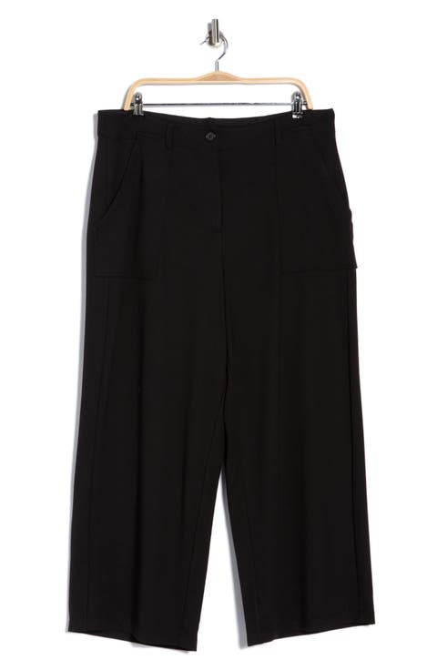 Utility Pocket Crop Straight Leg Ponte Pants (Plus)