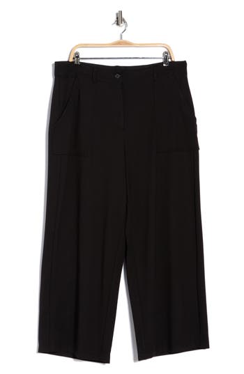 Max Studio Utility Pocket Crop Straight Leg Ponte Pants In Black