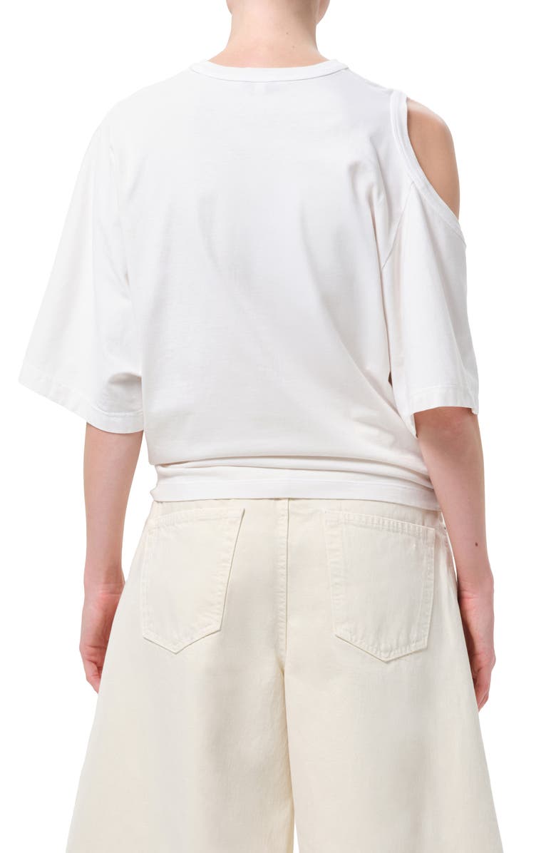 AGOLDE Shoulder Cutout Cotton T-Shirt, Alternate, color, White Ash Worn Off Wht
