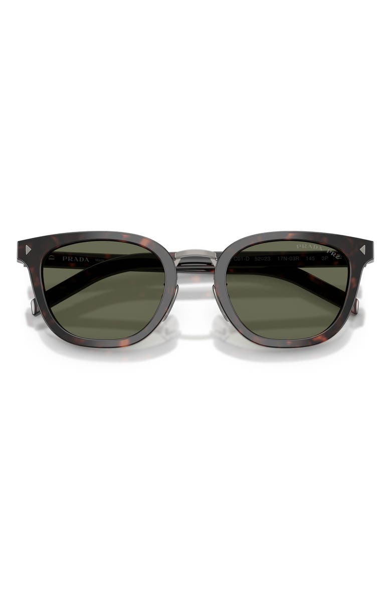 Prada 52mm Polarized Cat Eye Sunglasses, Alternate, color, Root Havana / Green Polar