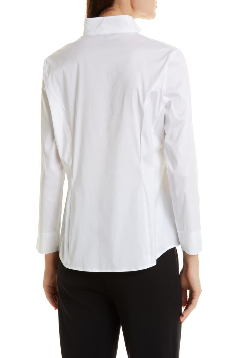 Split Neck Poplin Blouse, Alternate, color, WHITE