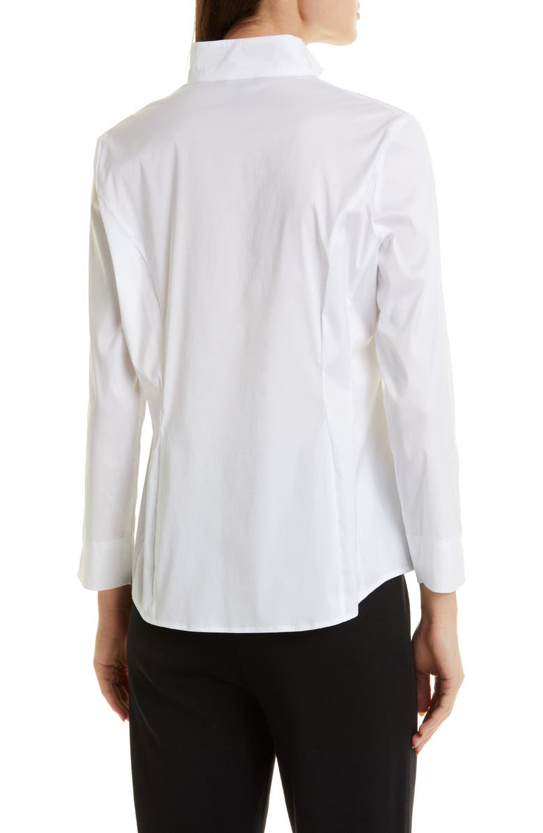 Misook Split Neck Poplin Blouse, Alternate, color, White
