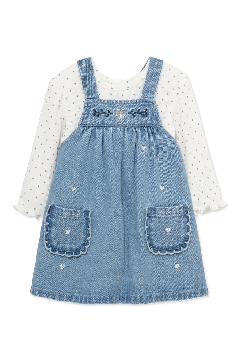 Heart Denim Jumper Set, Main, color, DENIM