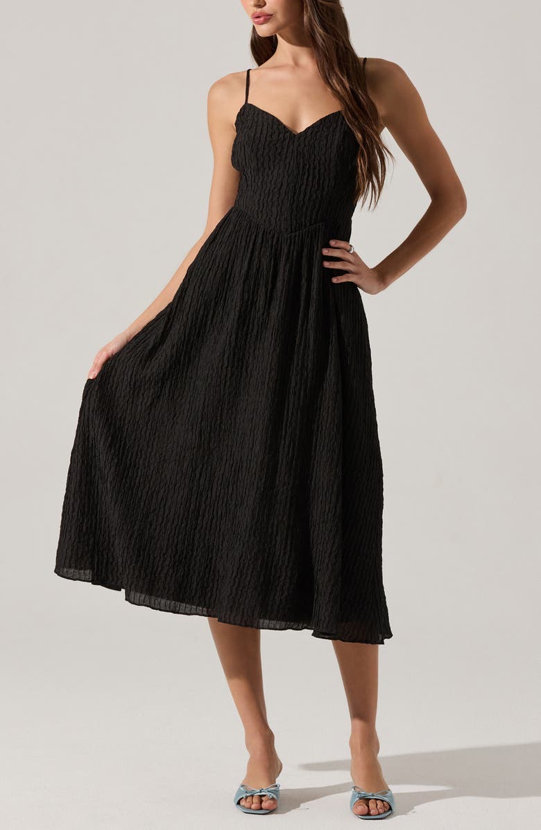 Textured V-Neck Midi Dress
