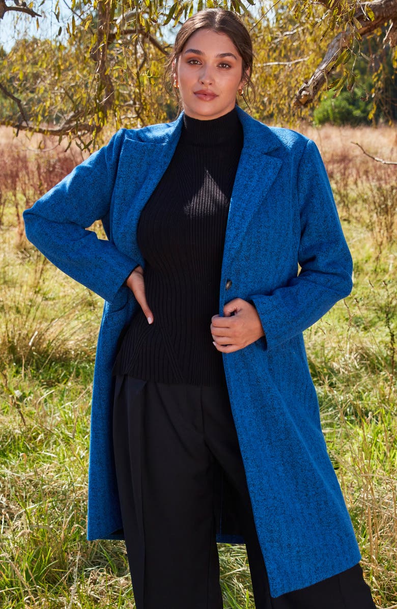 Estelle Maris Herringbone Coat, Alternate, color, Victoria Blue