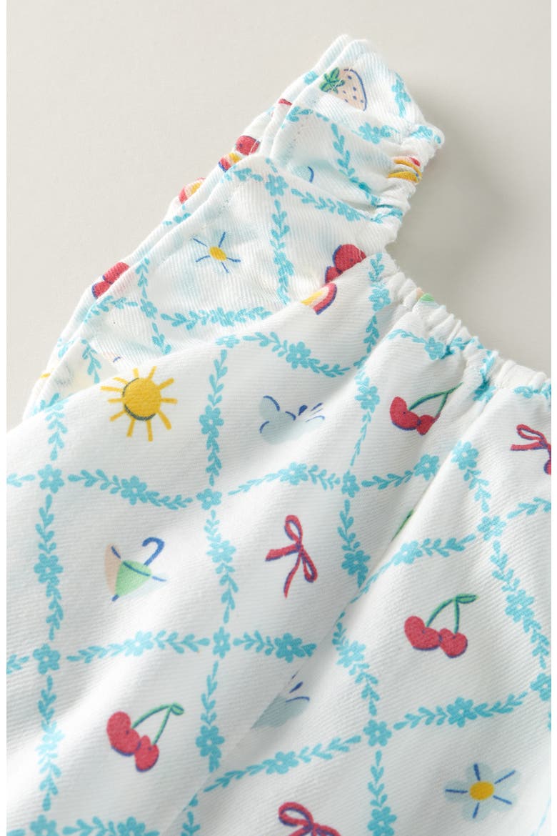 Double Flutter Cotton Romper, Alternate, color, IVORY EGRET DIAGONAL FLORAL