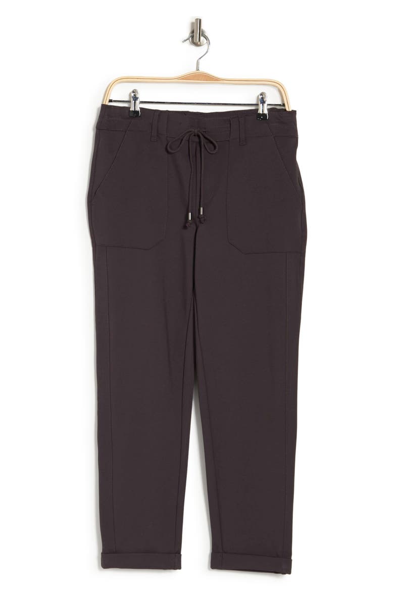 Ab Leisure High Rise Patch Pocket Utility Roll Cuff Drawstring Pants, Alternate, color, DARK HEATHER CHARCOAL