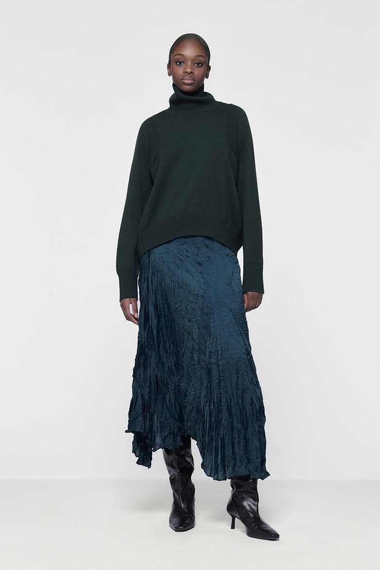 Asymmetric Plisse Skirt, Alternate, color, Green