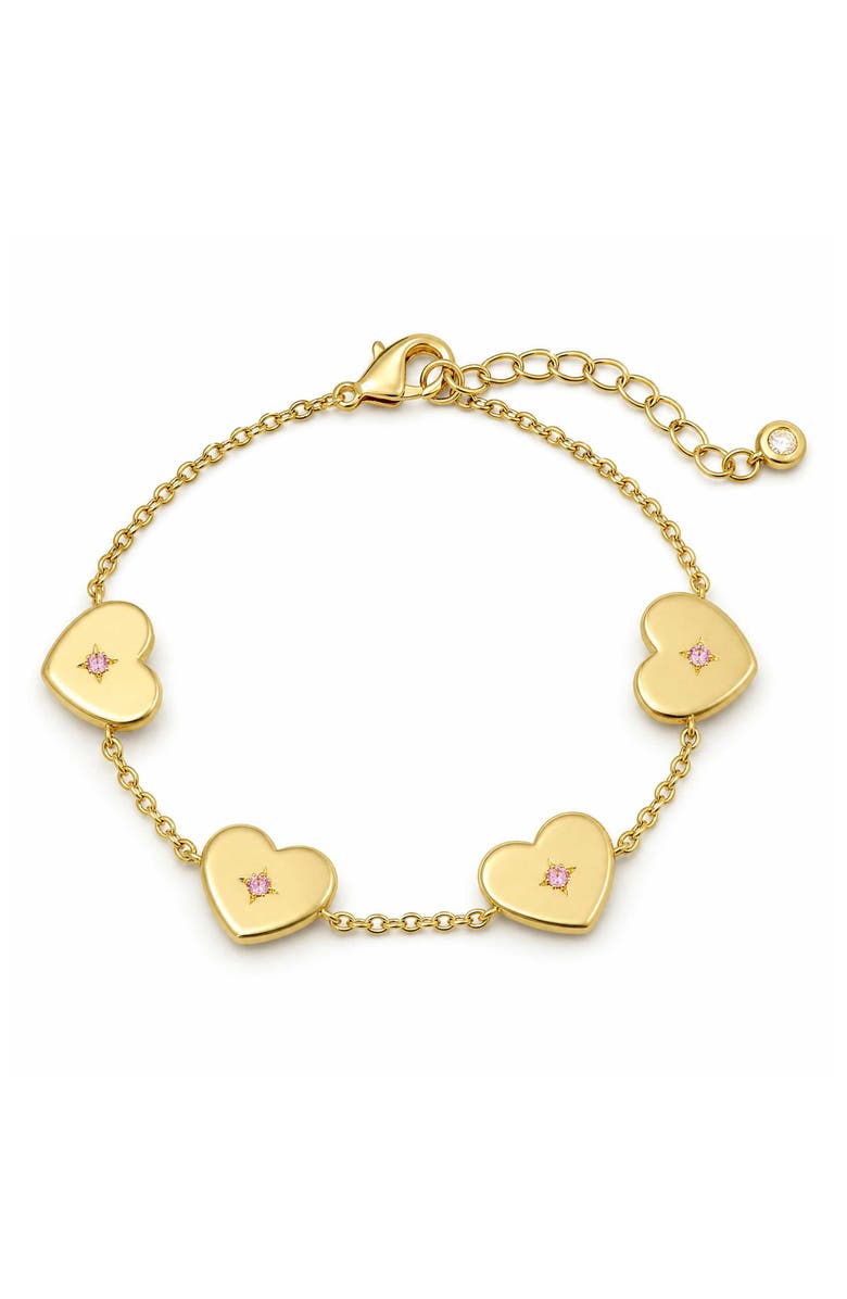 Lily Nily Kids' Cubic Zirconia Puffy Heart Charm Bracelet, Main, color, 