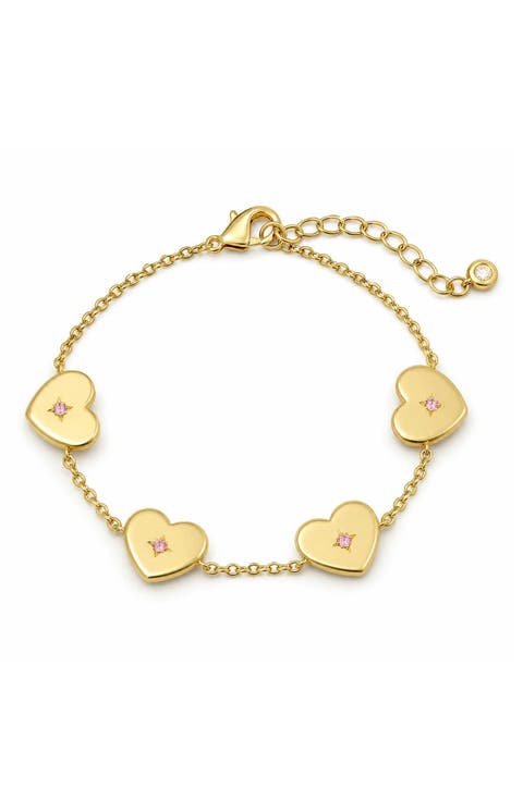Kids' Cubic Zirconia Puffy Heart Charm Bracelet