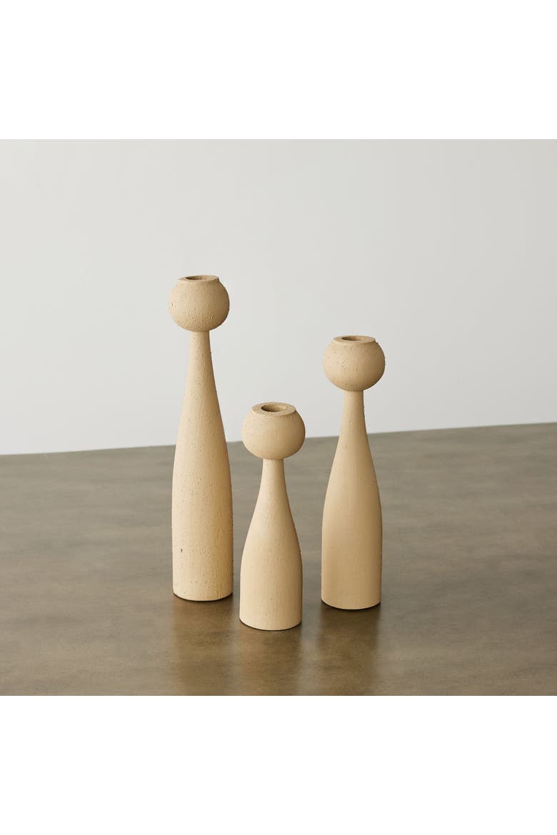 Globe Tapered Wood Taper Candlestick Holder - Desert - Set of 2, Main, color, Natural