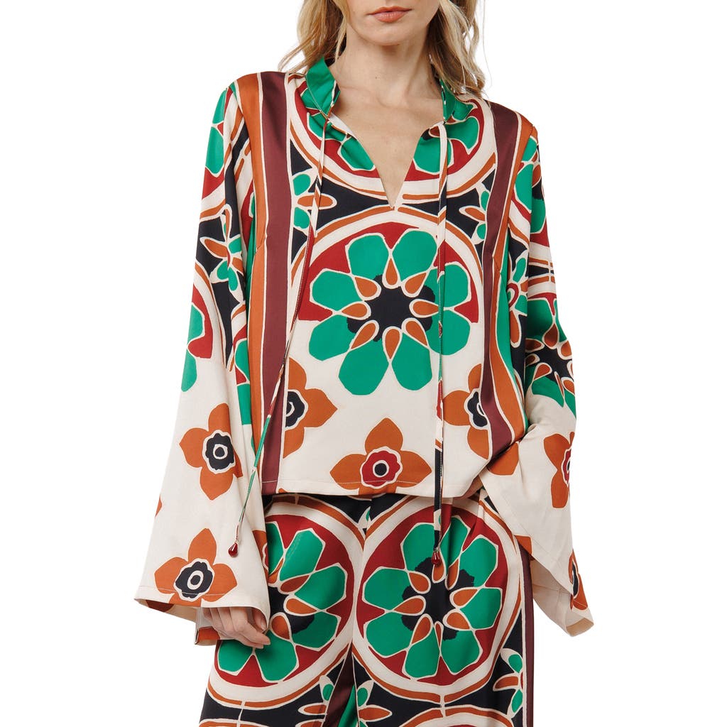 Ciebon Sassa Floral Long Sleeve Top In Multi