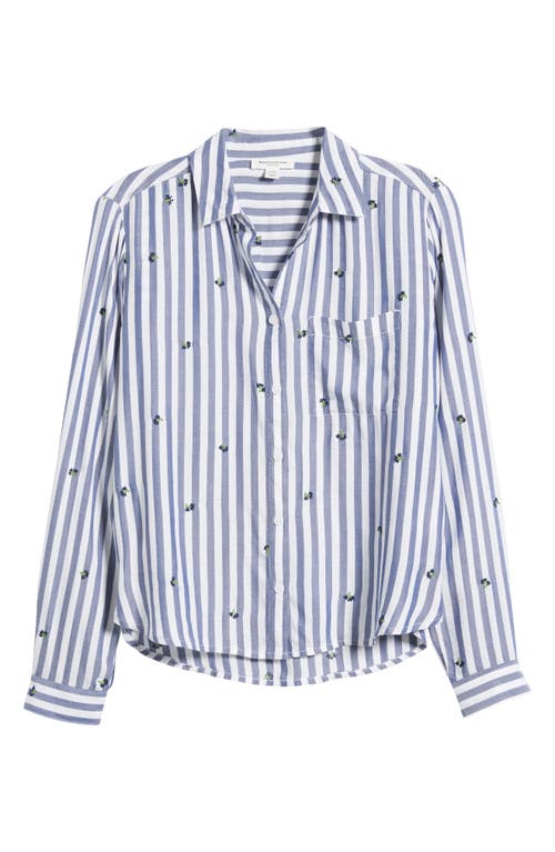 Shop Beachlunchlounge Caitlin Embroidered Shirt In Aster Field