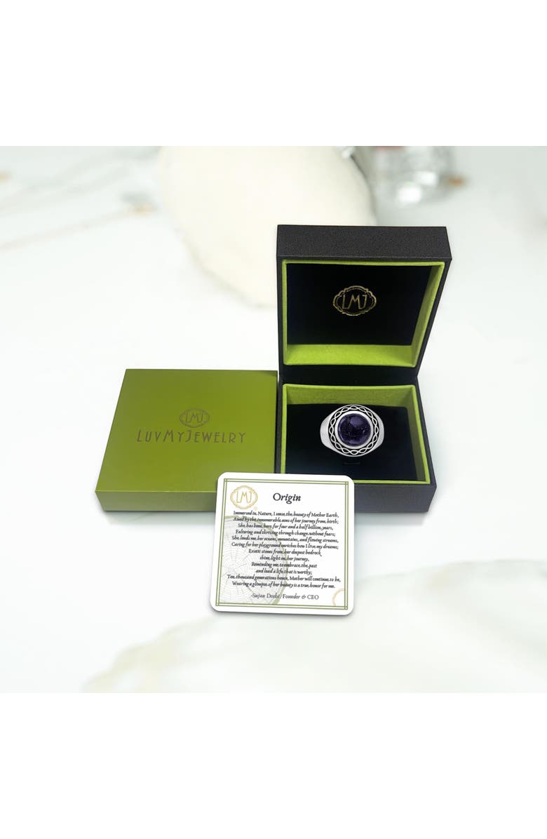 LuvMyJewelry Blue Sand Stone Sterling Silver Men Signet Ring, Alternate, color, Silver