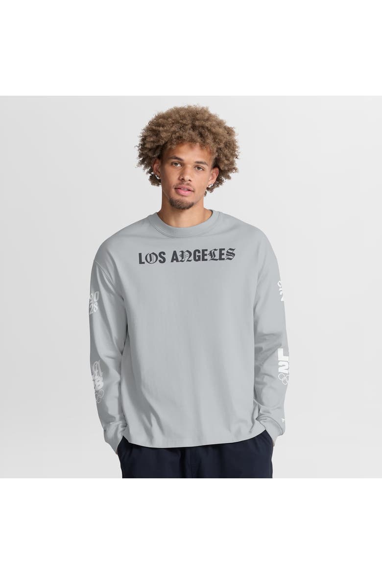 Men's Fanatics Gray LA28 Summer Olympics Oversized Type Play Long Sleeve T-Shirt, Main, color, Gray