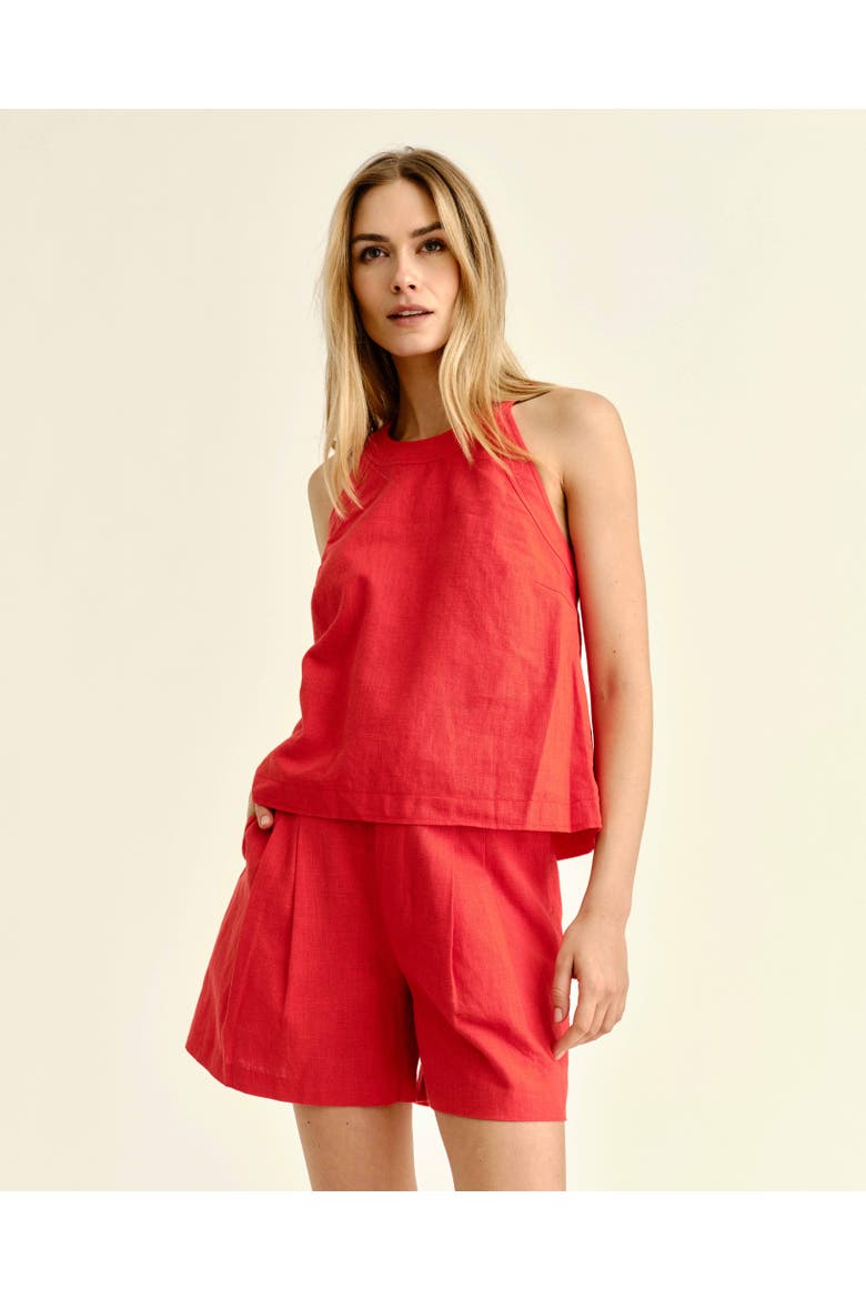 Brant Linen Tank, Alternate, color, Poppy