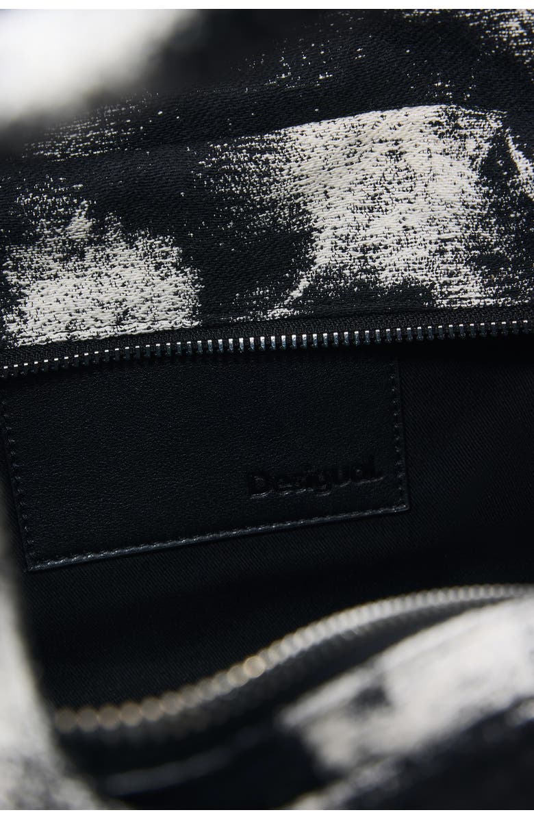 Desigual Buckle Strap Denim Satchel, Alternate, color, Multi