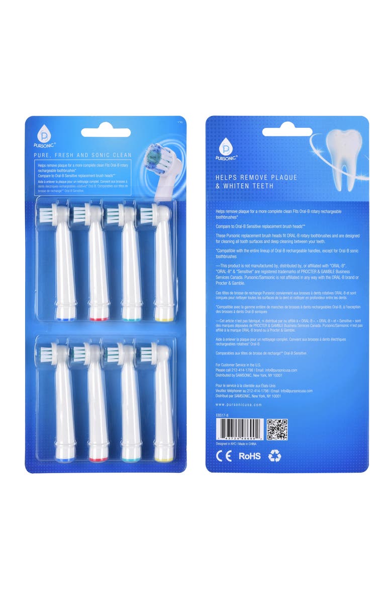 8-Pack Sensitive Brush Heads for Oral-B, Main, color, Multicolor