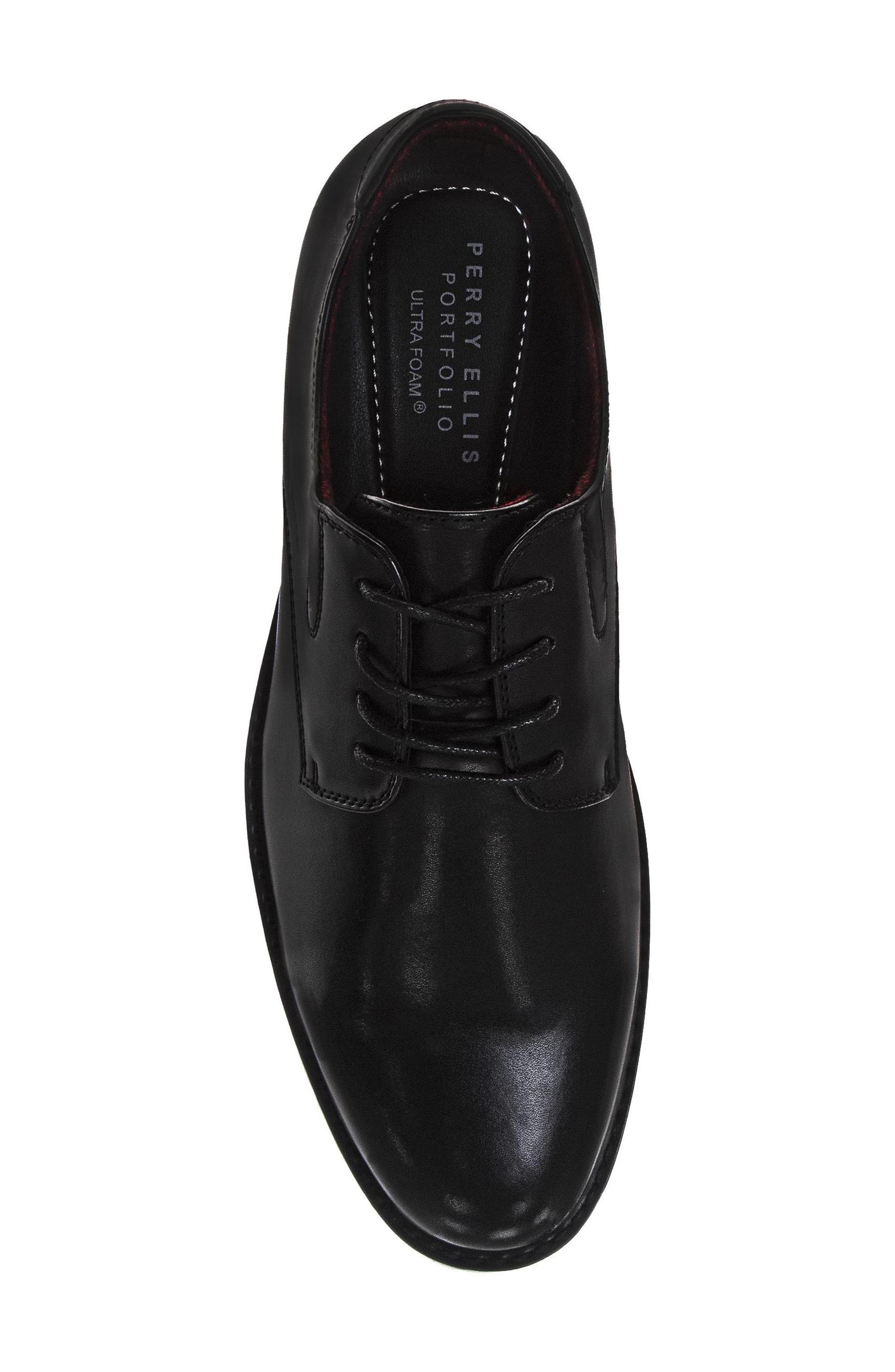 Plain Toe Faux Leather Derby, Alternate, color, BLACK