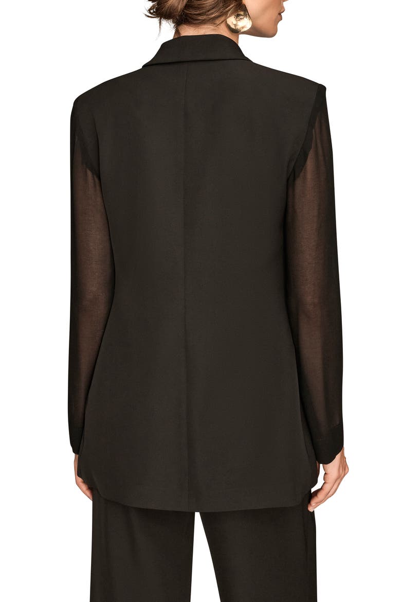 Sheer Sleeve Blazer, Alternate, color, BLACK