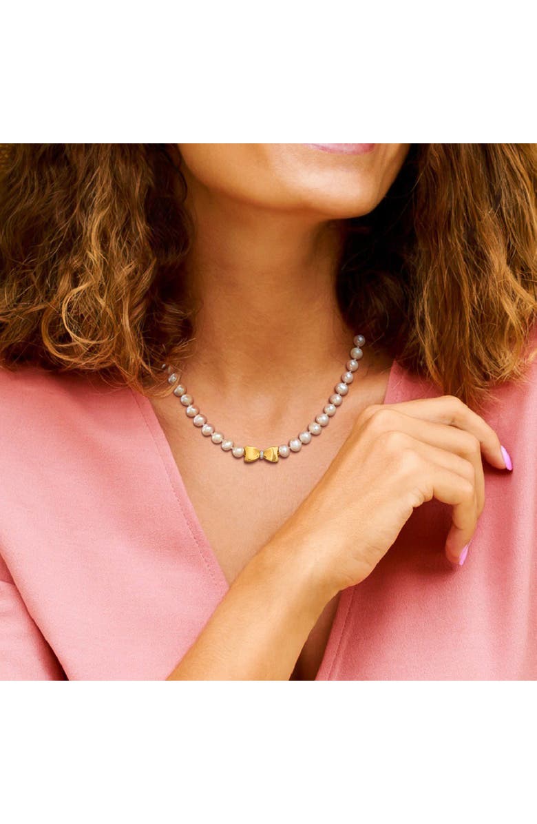Julianna B. Cultured Pearl & Diamond Bow Necklace 10k, Alternate, color, Pearl