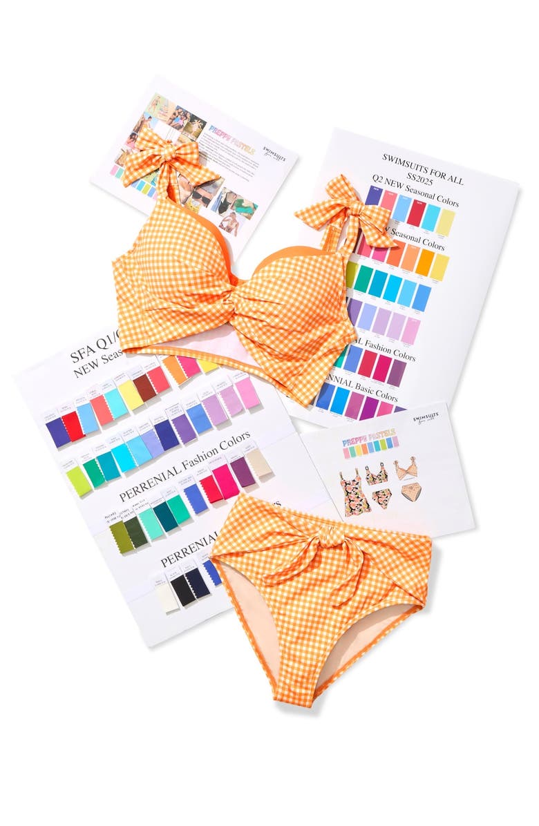 Swimsuits for All Bra Sized Twist Front Bikini Top, Alternate, color, Passion Fruit Gingham