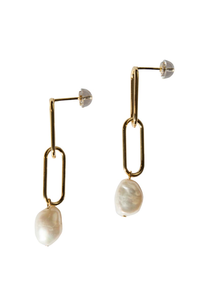 seree Carla Pearl drop earrings, Main, color, White