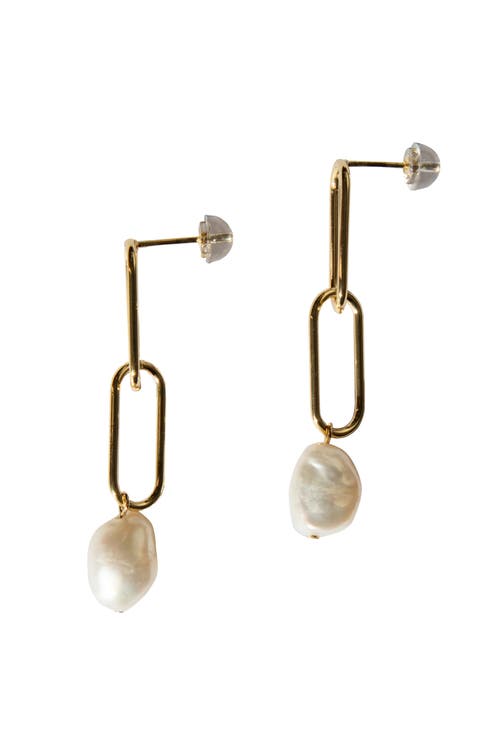 Seree Carla Pearl Drop Earrings In White