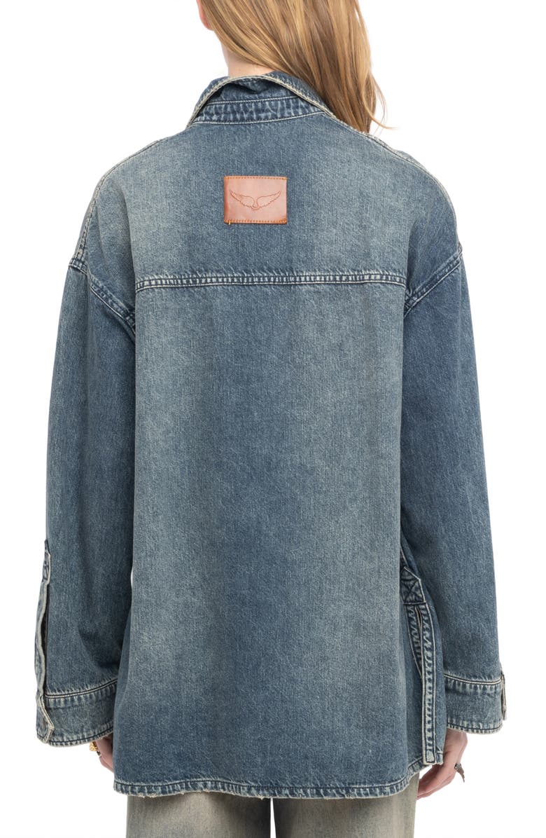 Zadig & Voltaire Timona Oversize Denim Shirt, Alternate, color, Medium Blue