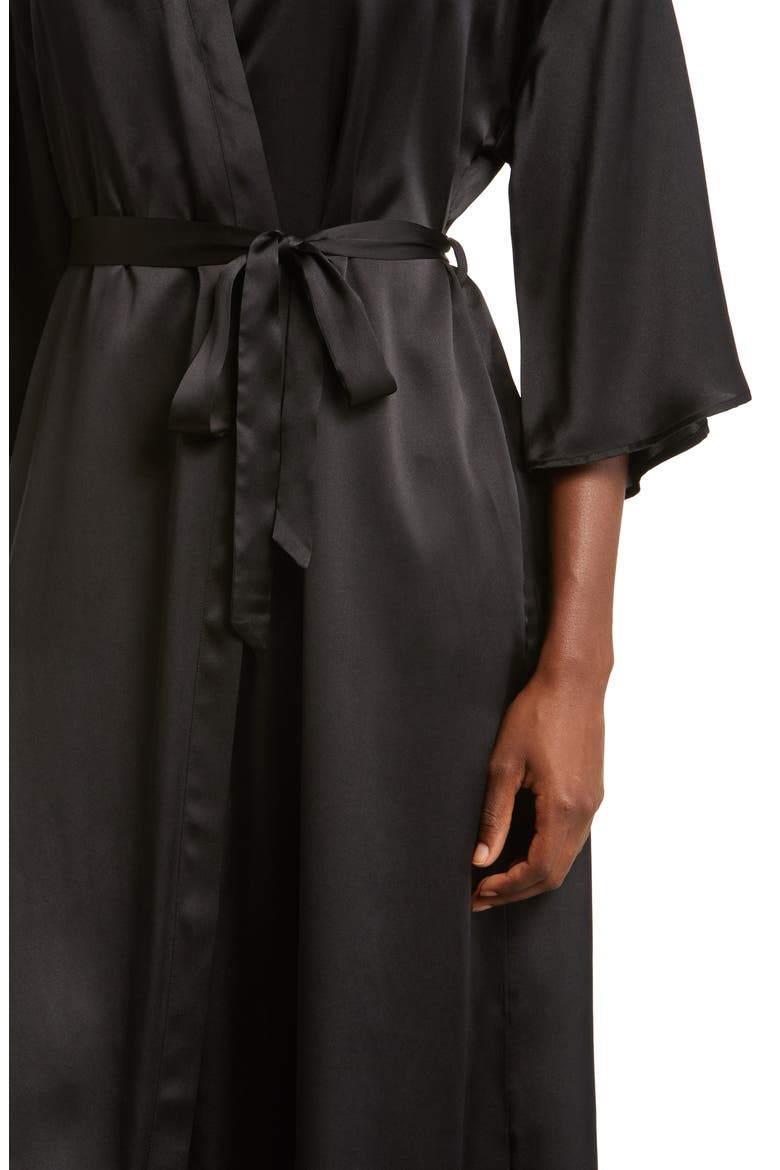 Washable Silk Longline Robe, Alternate, color, BLACK