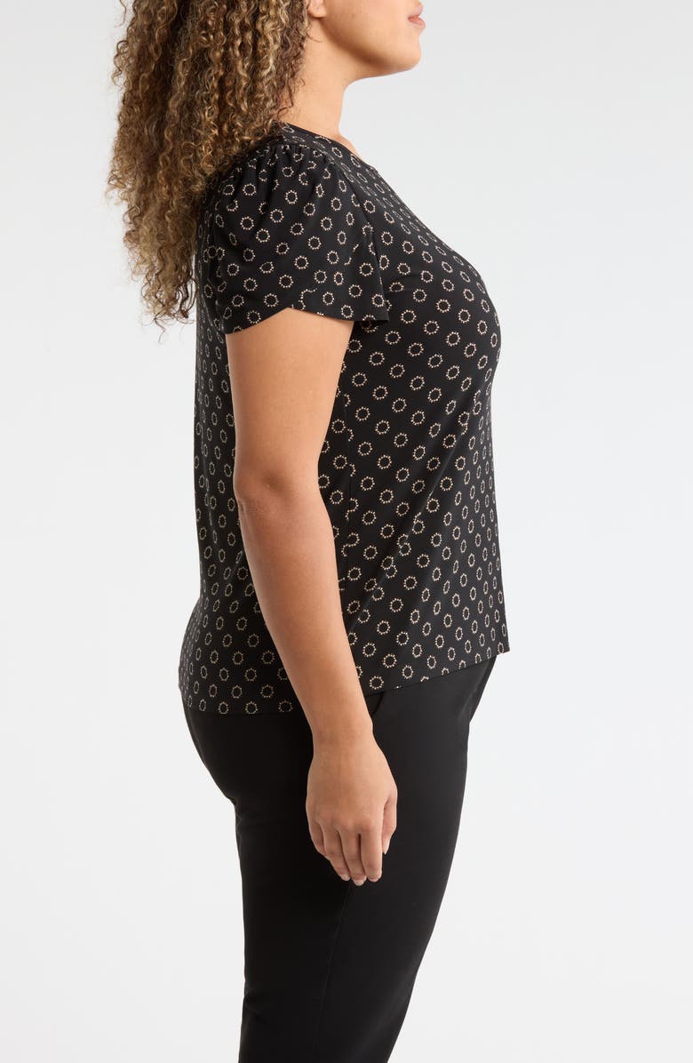 AK ANNE KLEIN Circle Print Tulip Sleeve Top, Alternate, color,