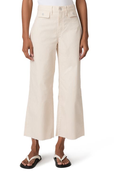 Anessa Button Pocket Raw Hem High Waist Wide Leg Jeans