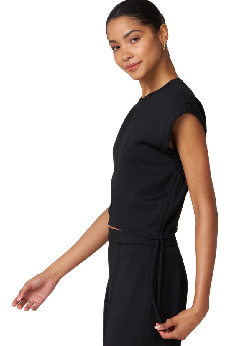 Nadine Scuba Knit Shirring Top, Alternate, color, Black
