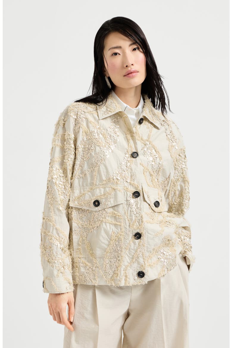 Dazzling seabed embroidery outerwear, Main, color, Beige