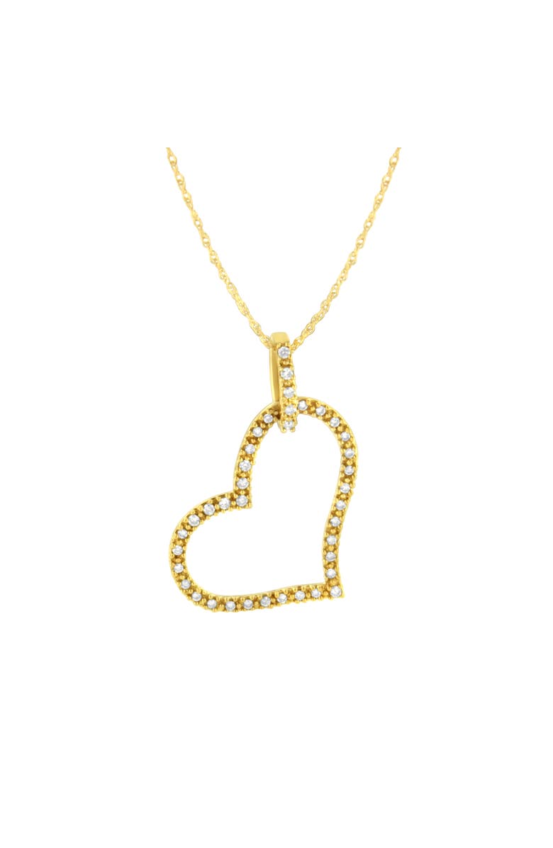 Haus of Brilliance 10K Yellow Gold 1/4 cttw Prong Set Diamond Open Heart 18" Pendant Necklace, Main, color, Yellow
