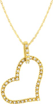 Haus of Brilliance 10K Yellow Gold 1/4 cttw Prong Set Diamond Open Heart 18" Pendant Necklace