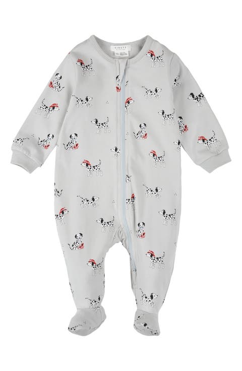 Firefighter Dalmation Print Footed Stretch Cotton One-Piece Pajamas (Baby)
