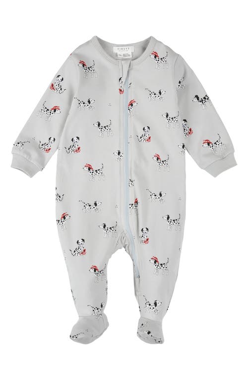 Firsts By Petit Lem Babies'  Firefighter Dalmation Print Footed Stretch Cotton One-piece Pajamas In White