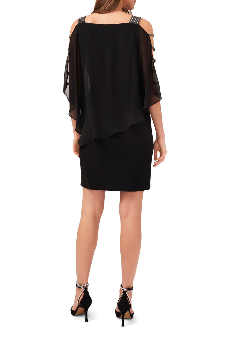 Ladder Trim Overlay Minidress, Alternate, color, BLACK/GUNMETAL