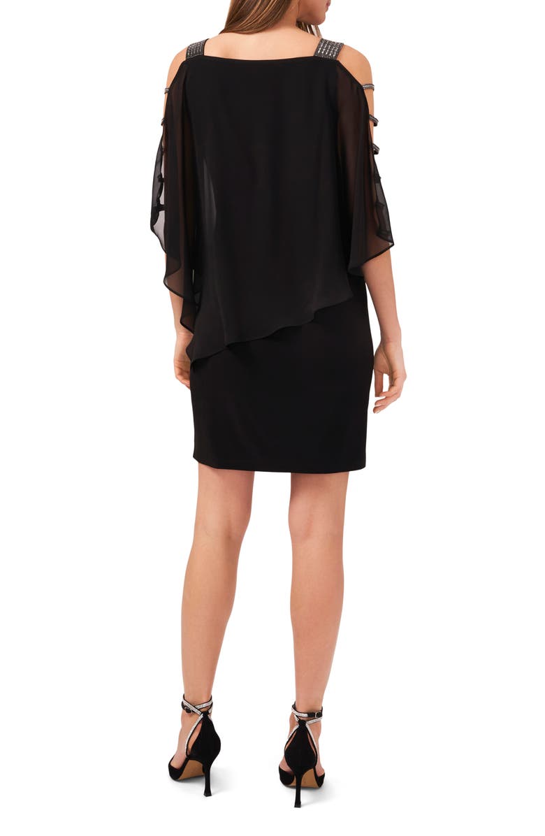 Chaus Ladder Trim Overlay Minidress, Alternate, color, Black/Gunmetal