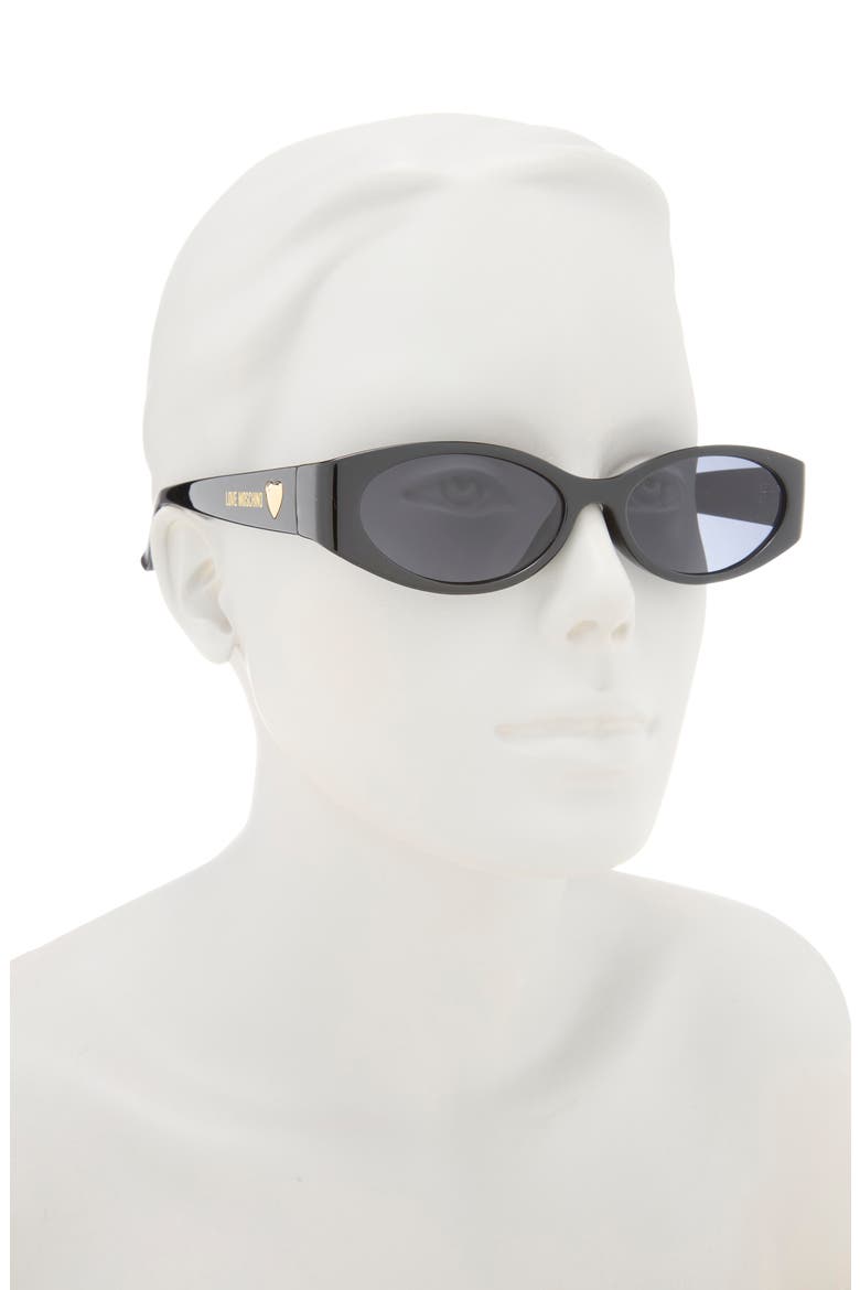 53mm Oval Sunglasses, Alternate, color, BLACK OPAQUE
