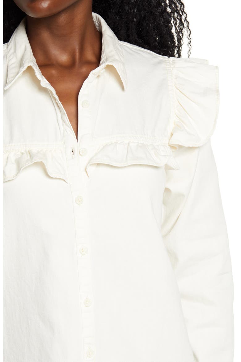 Samantha Ruffle Button-Up Shirt, Alternate, color, ECRU WASH