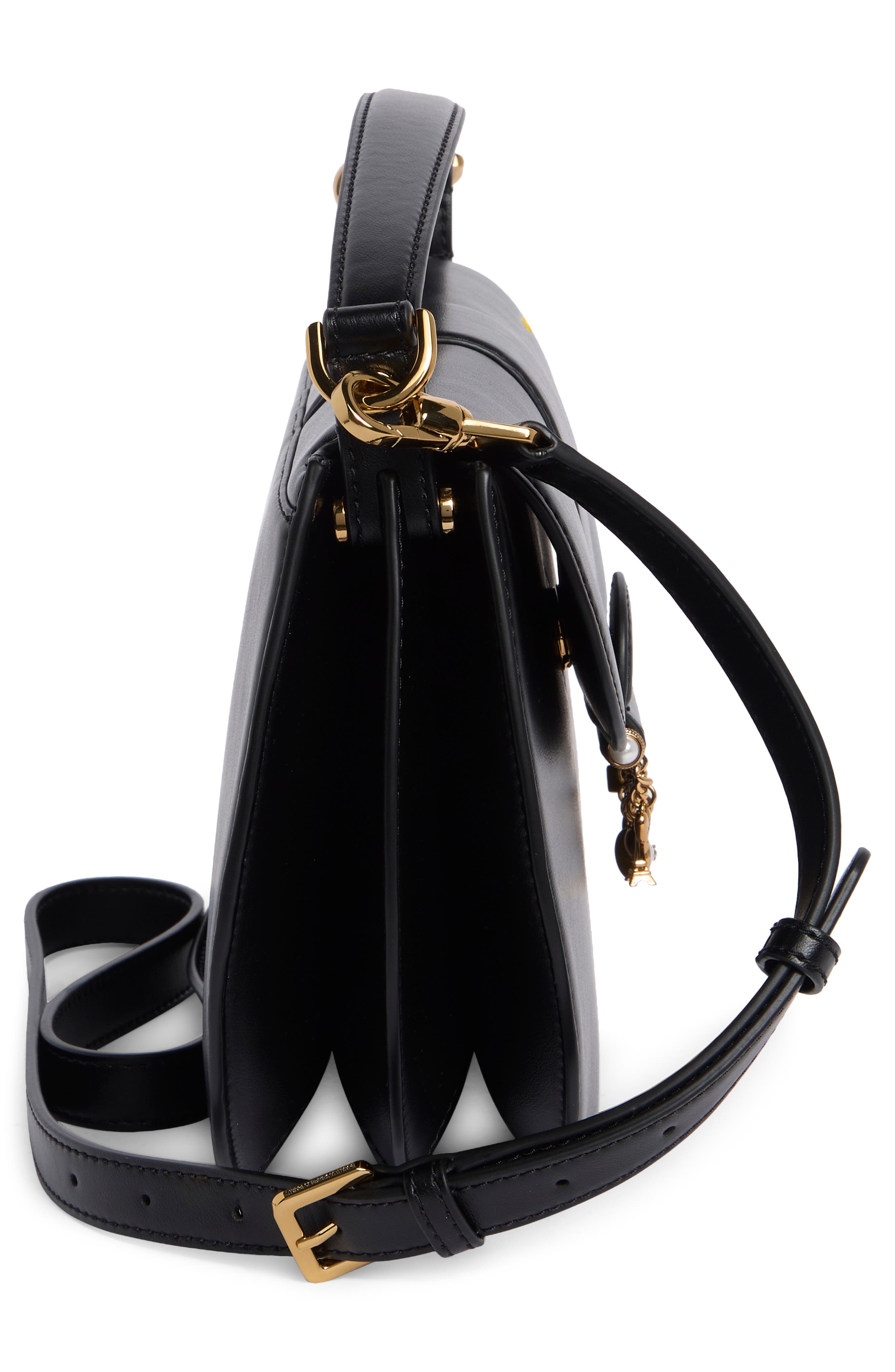Jocelina Leather Shoulder Bag, Alternate, color, BLACK/ GOLD