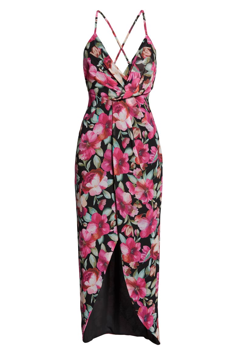 The Ina Floral Print Tulip Hem Cocktail Dress, Alternate, color, BERMUDA FLORAL PINK