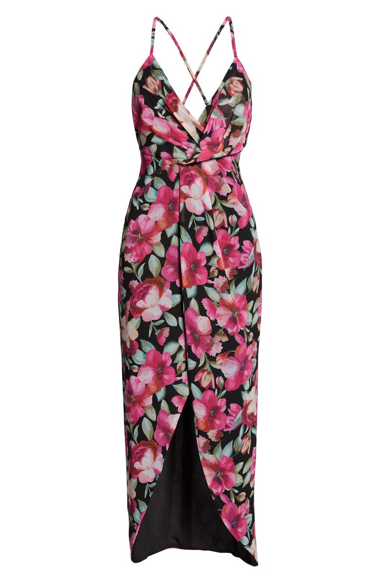 Fame and Partners The Ina Floral Print Tulip Hem Cocktail Dress, Alternate, color, 