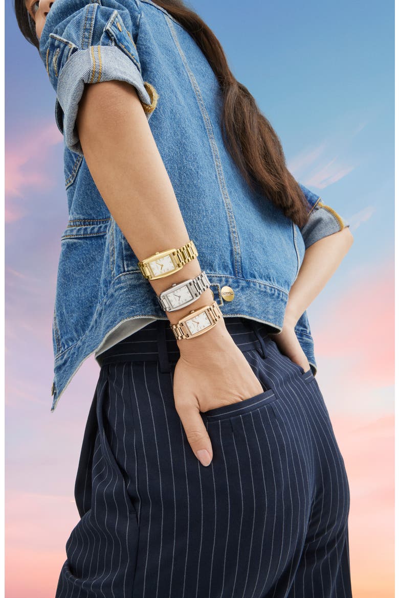 Reese Crystal Rectangular Bracelet Watch, 24mm, Alternate, color, ROSE GOLD