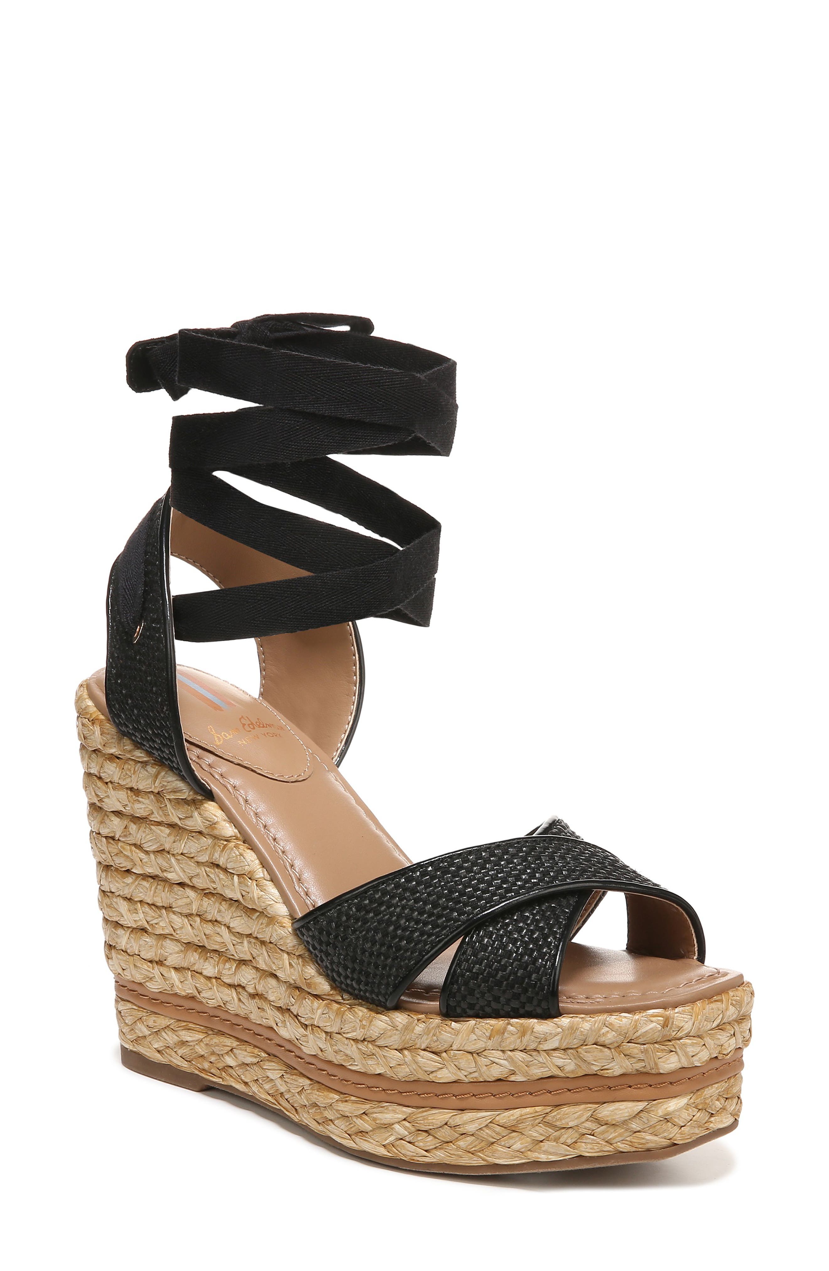 Sam Edelman Vaughn Ankle Wrap Espadrille Platform Wedge Sandal, Main, color, 