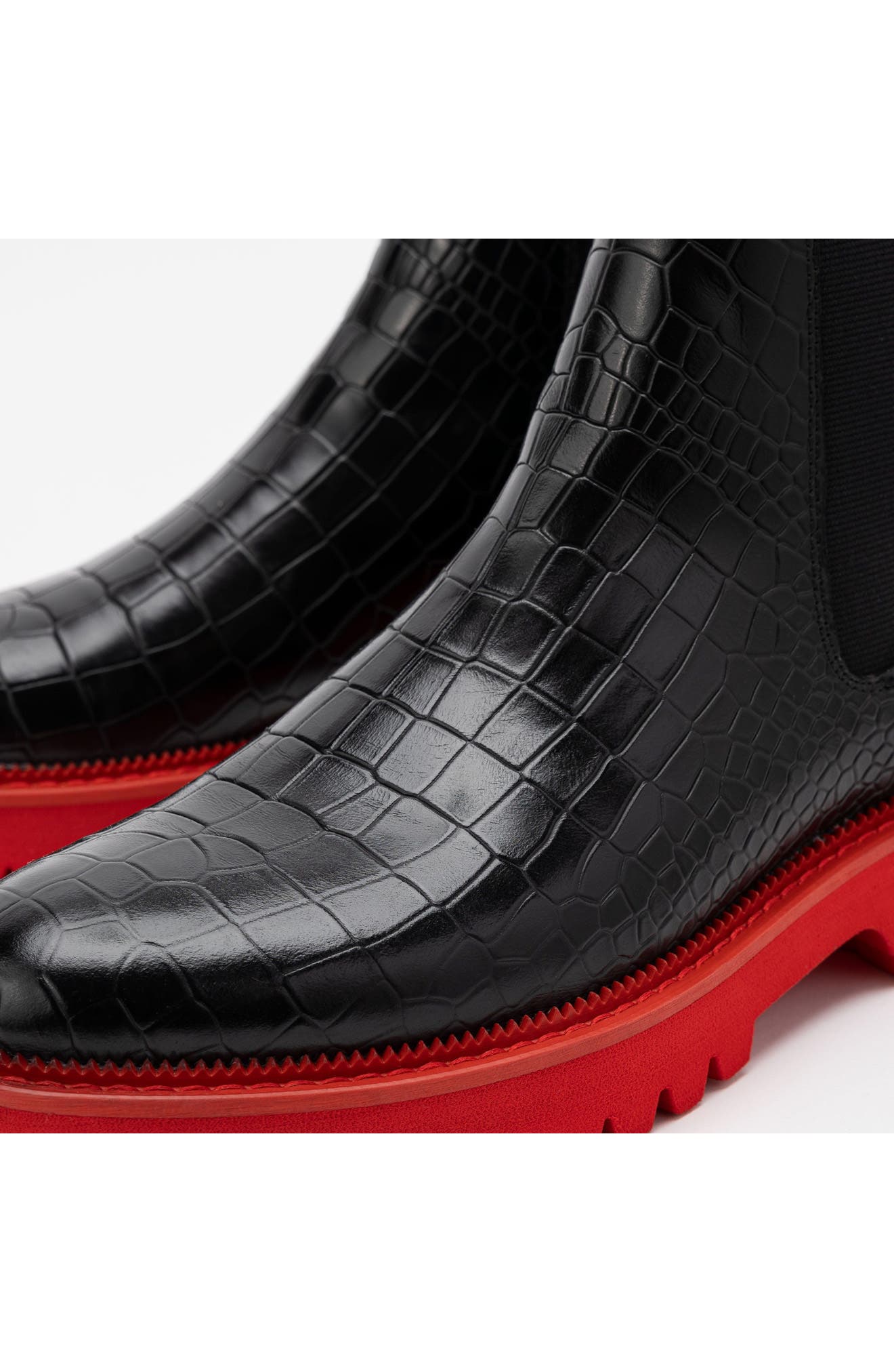 Dax Chelsea Boot, Alternate, color, BLACK/RED