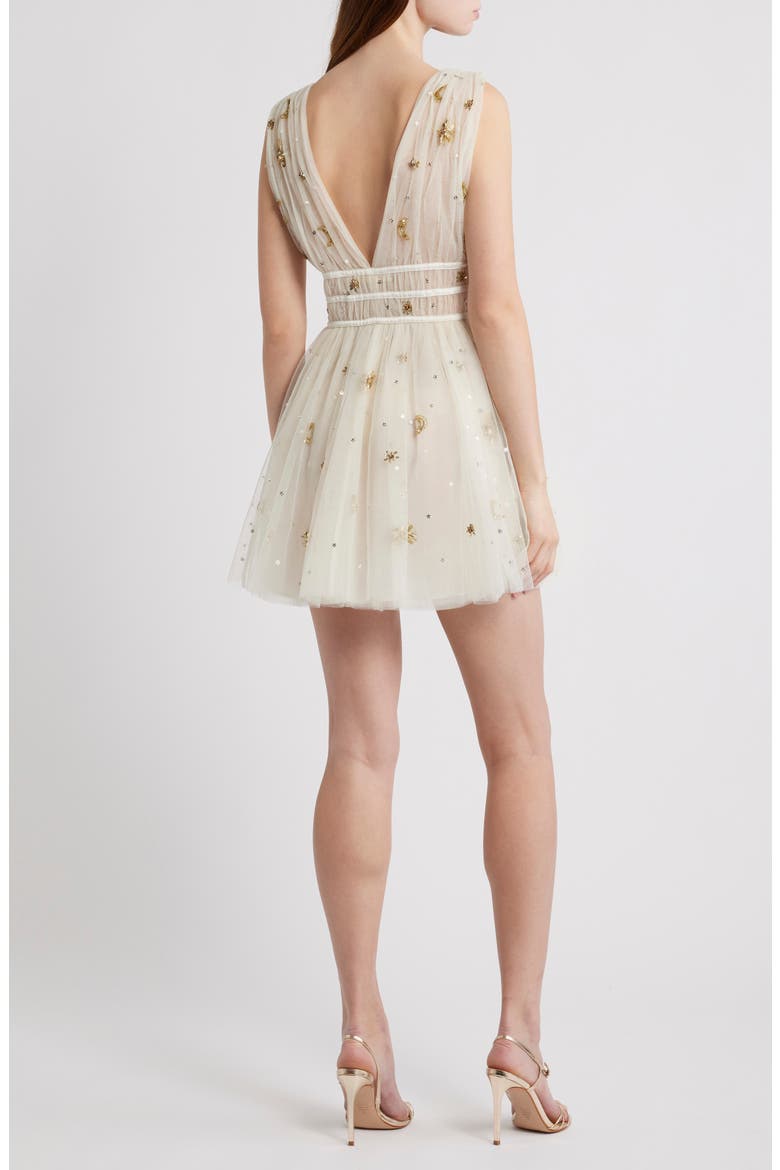 Lawton Embellished Tulle Minidress, Alternate, color, LUNAR GOLD
